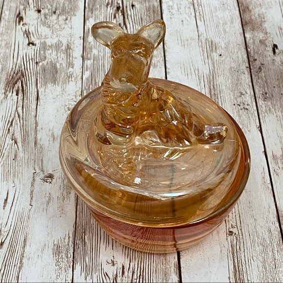 Vintage Accents Vintage Marigold Carnival Glass Scottie Dog Candy